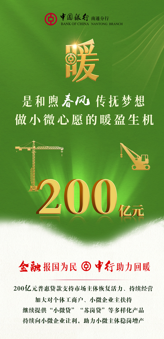  中国银行南通分行推出八大举措740亿元信贷计划支持南通经济运行率先整体好转 