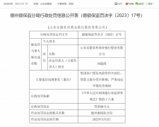  山东乐陵农商银行被罚80万：因贷款五级分类不准确等 